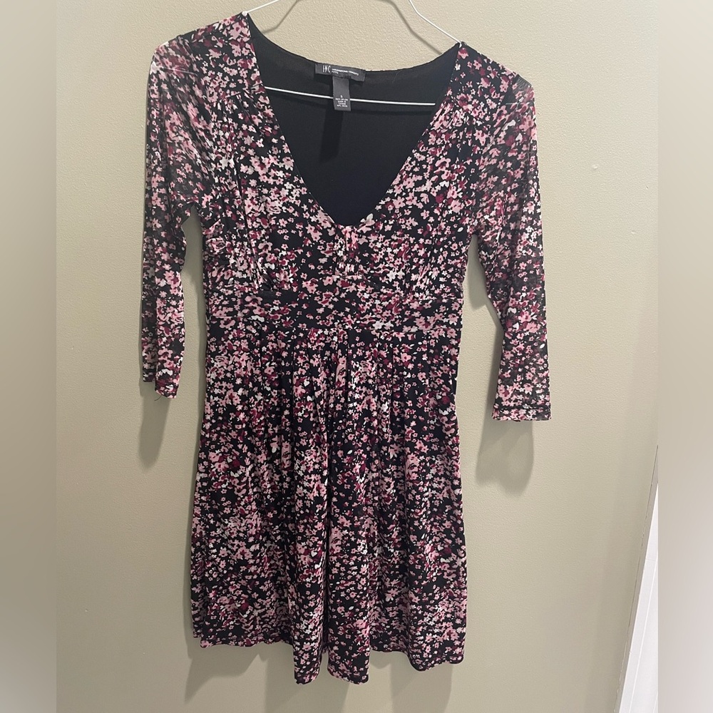 INC International Concepts Black and Pink Floral Dress
